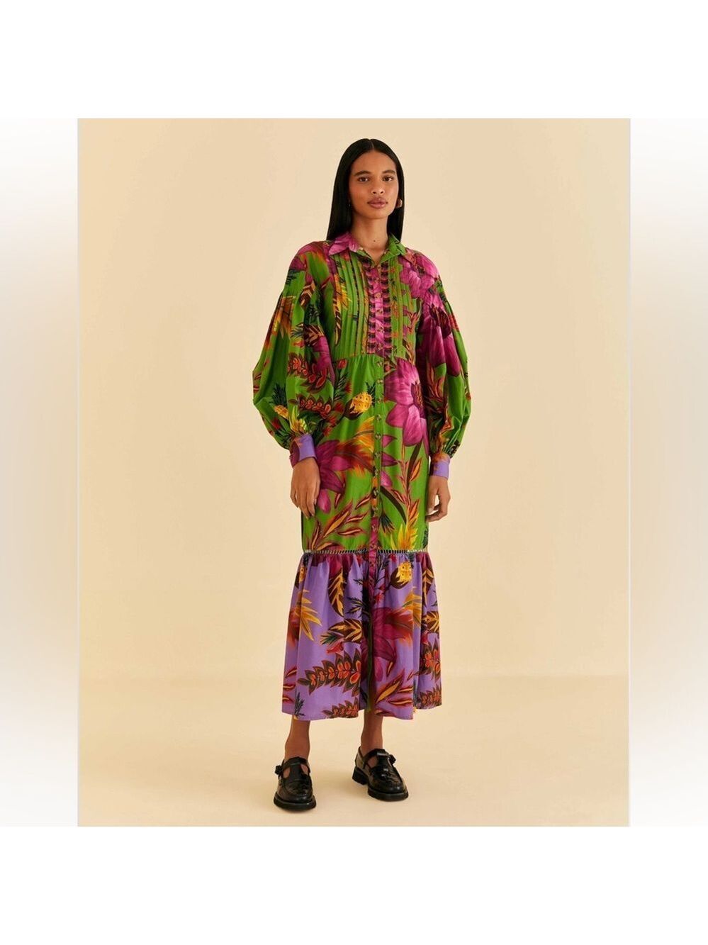 Farm Rio Maxi Flowers Organic Cotton Maxi Dress